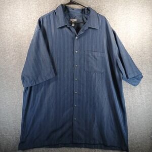 Van Heusen Big and Tall Striped Short Sleeve Shirt Mens 2XLT 19-19.5 Blue Pocket